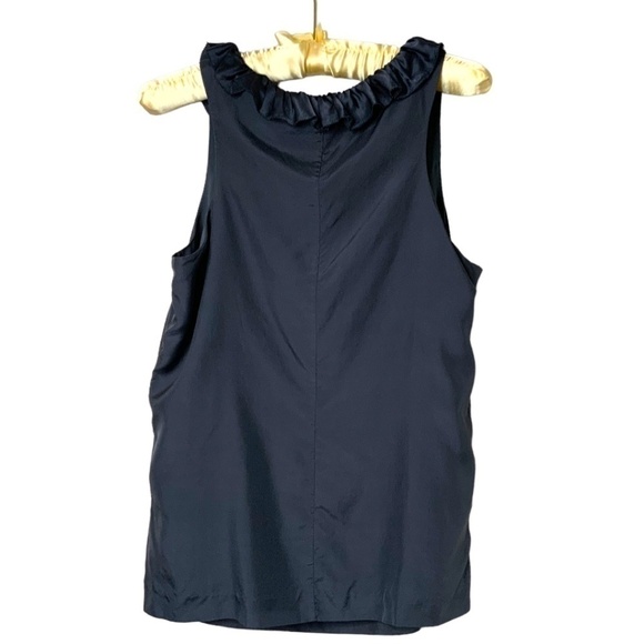 BANANA REPUBLIC 100% Silk Navy Blue Ruffle Bib Tank Top Fully Lined US Sz S - Picture 4 of 7